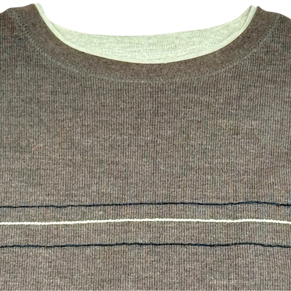 Faded Glory Thermal Knit Long Sleeve Crewneck Shirt Mens XL Brown Casual‎